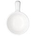 A white polycarbonate bowl with a handle.