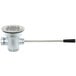 A T&S stainless steel waste drain valve with lever handle and 3 1/2" sink opening.