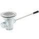A T&S metal waste drain valve with lever handle.