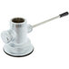 A silver metal T&S waste drain valve with lever handle.