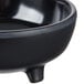 A black Carlisle melamine molcajete ramekin with a handle.