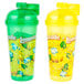 A yellow plastic lemonade sports bottle with a green flip-top lid.