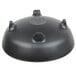 A black round melamine ramekin with three knobs on it.