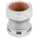 A close-up of a stainless steel T&S deck flange nut.