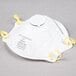 A white Cordova N-95 face mask with yellow straps.