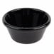 A black Carlisle smooth plastic ramekin.