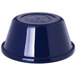 A Carlisle cobalt blue plastic ramekin with a lid.