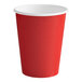 A red paper cup with white accents.