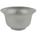 A close-up of a Tablecraft gray cast aluminum tulip salad bowl.