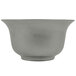 A Tablecraft gray cast aluminum salad bowl with a silver rim.