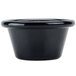 A black Carlisle plastic ramekin with a round rim.