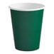 A hunter green paper cup with a white rim.