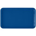 A blue rectangular Cambro cafeteria tray with a white border.