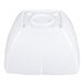 A white melamine serving bowl shown upside down.