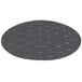 A circular black Scrubble sand screen disc with white text.