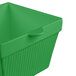 A Tablecraft green cast aluminum square bowl with a handle.