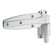 A close-up of a silver Kason reversible cam lift hinge with screws.