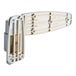A close-up of a Kason reversible spring-assisted cam lift hinge with a silver finish.