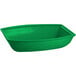 A green cast aluminum oblong salad bowl.