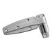 A polished chrome Kason door hinge with two holes.