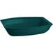 A Tablecraft hunter green cast aluminum rectangular salad bowl with white speckles.