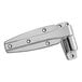 A Kason polished chrome steel door hinge with screws.