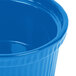 A Tablecraft sky blue cast aluminum souffle bowl.