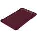 A close-up of a large rectangular burgundy Cambro tray.