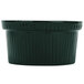 A hunter green cast aluminum Tablecraft souffle bowl with ridges.