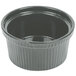 A gray Tablecraft cast aluminum souffle bowl with ridges.