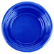 A Tablecraft cobalt blue cast aluminum bowl with ridges on a white background.