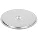 A Vollrath stainless steel pot / pan lid on a table.