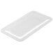 A white rectangular plastic food pan with a handle.