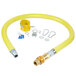 A yellow T&S Safe-T-Link gas connector hose with hose ends and a quick disconnect.