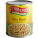 A Furmano's #10 can of navy beans with a yellow label.