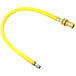 A yellow T&S Safe-T-Link gas connector hose with brass male ends.