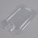 A Carlisle clear plastic lid for a food container with a spoon notch.