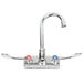 Regency Wall Mount Faucet with 8 3/4 inch Gooseneck Spout, 2 GPM Aerator, 4 inch Centers, and Wrist Handles
