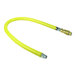 A yellow flexible hose with metal fittings.