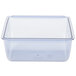 A clear plastic rectangular container with a clear lid.