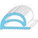 A blue and white drawing of a rubber door gasket strip for refrigeration.