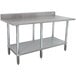 A stainless steel Advance Tabco work table with undershelf.