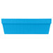 A sky blue rectangular Tablecraft cast aluminum bowl.