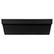 A black rectangular Tablecraft cast aluminum bowl with a ribbed surface.