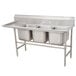 A Advance Tabco stainless steel 3 compartment sink with left drainboard.