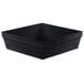 A black square Tablecraft cast aluminum bowl with blue speckled specks.