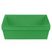 A green rectangular cast aluminum bowl.