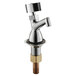 A chrome Regency faucet with a brass nut and brass handle.