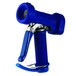 A T&amp;S stainless steel pre-rinse spray valve with a blue rubber cover on the handle.