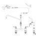 A line drawing of a T&S deck mount pet grooming faucet with two nozzles.